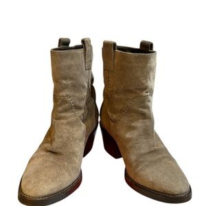 Aquatalia Waterproof Boots Suede Ankle Booties Taupe 6.5